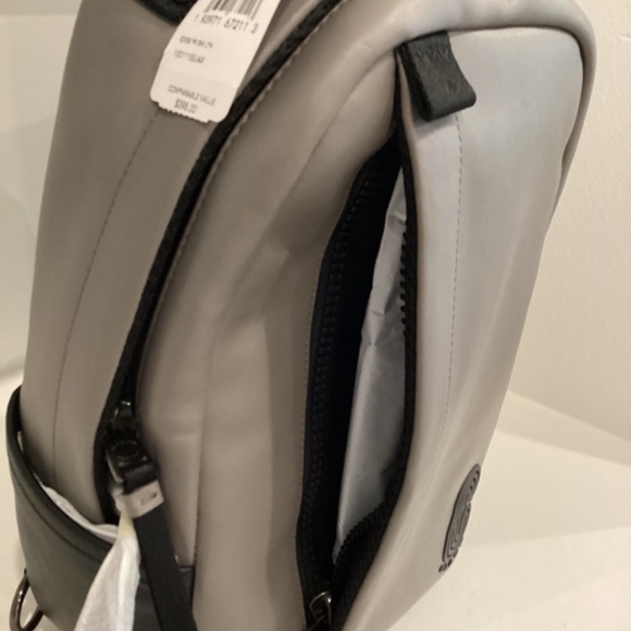 NWT UNISEX COACH BLACK/ GRAY LEATHER ONE SHOULDER BACKPACK MEDIUM SIZE - Picture 11 of 16